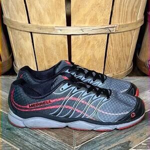 Merrell All Out Flash Gray Black Red Minimalist Trail Running Shoes Mens Size 8